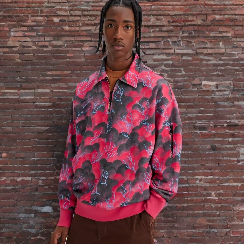 Levi's Skateboarding Quarter Zip Sweatshirt Cloud & Lightning Pullover Unisex